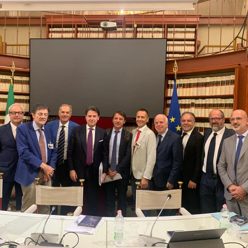 HEF President and Vice-President with Giuseppe Conte and guests at the meeting on 29 July 2026